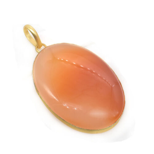 Red Onyx Oval Gemstone Gold Plated Fashion Jewelry Stylish Pendant 2.5" B118 - Picture 1 of 4