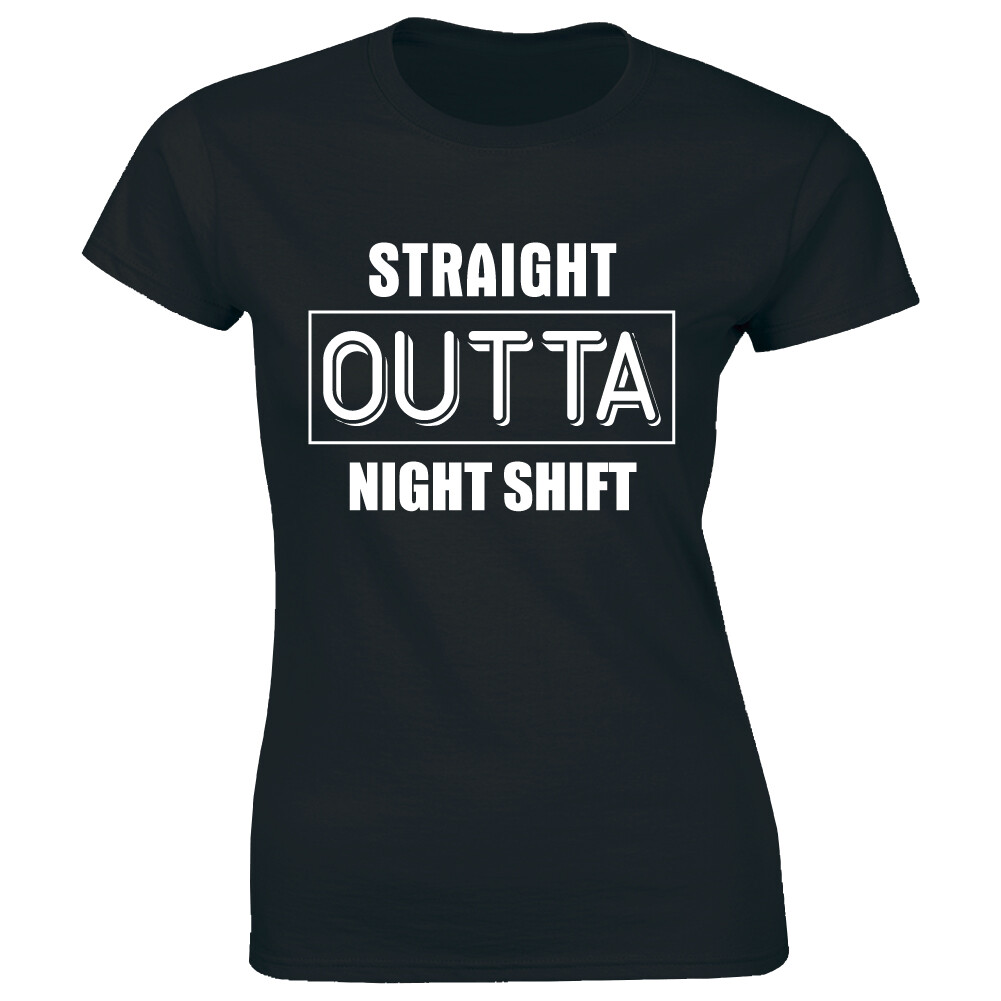 Straight Outta Night Shift T-Shirt for Women Medical Student Nursing Nurse  Tee