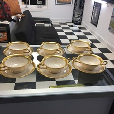 Rare Lenox Antique Bouillon  Cup with Saucer,  Gold Trim , 1906 - 1930 Set Of 6