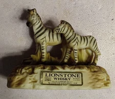 Vintage 1977 Lionstone Liqueur Zebra Porcelain Decanter W/ Tax Sticker- Empty