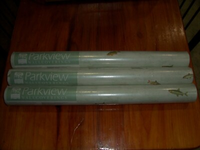 3 DOUBLE ROLLS PARKVIEW DESIGNS BREWSTER 74561 FISH WALLPAPER 56 SQ FT EA