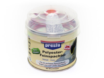 presto 2K Polyester-Feinspachtel & Härter weiß 250g Metall Holz Styrolreduziert