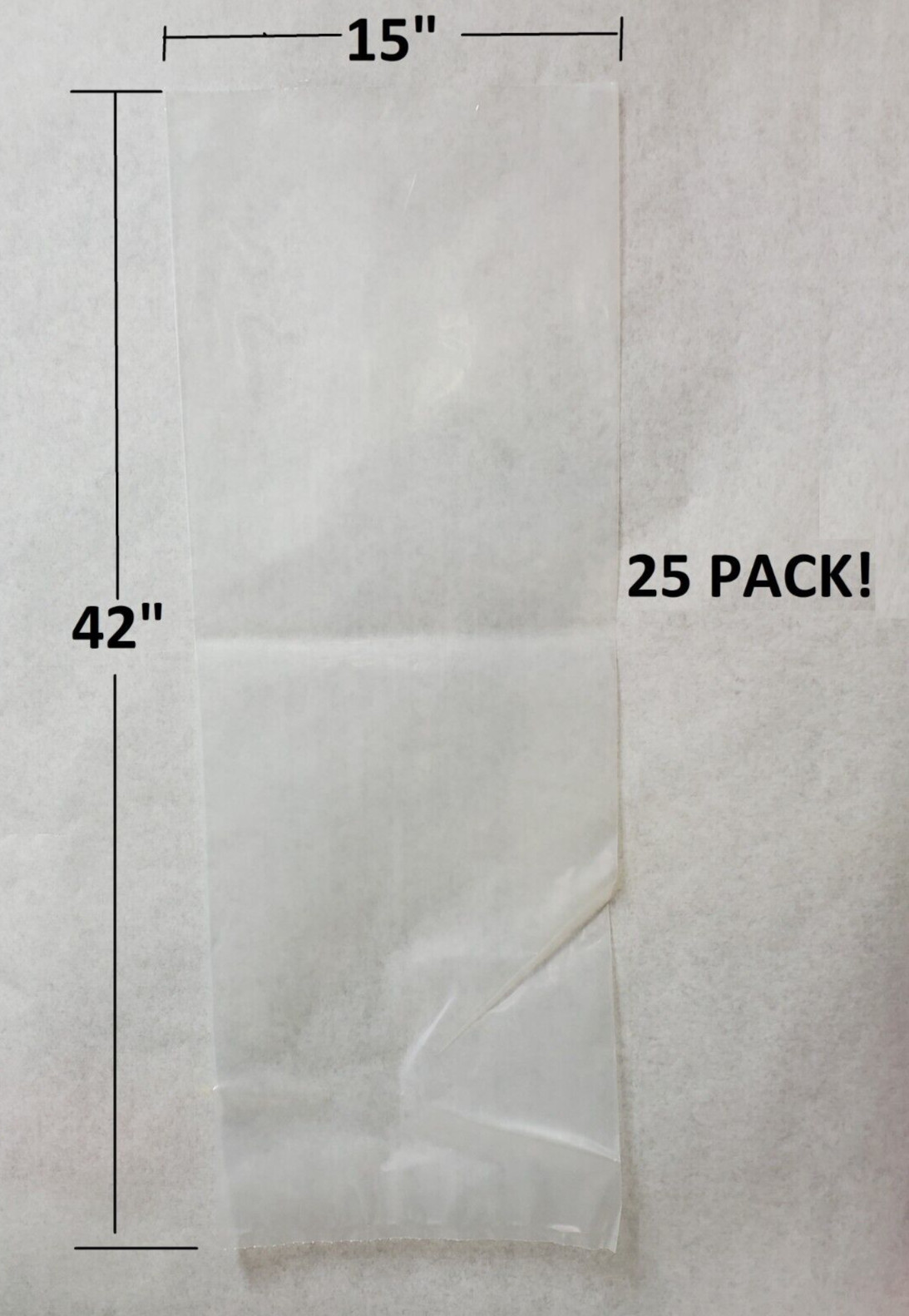 25 pcs! 15" in x 42" in Extra Heavy Duty 6 Mil Thick Long Poly Bags Heat-Seal HR