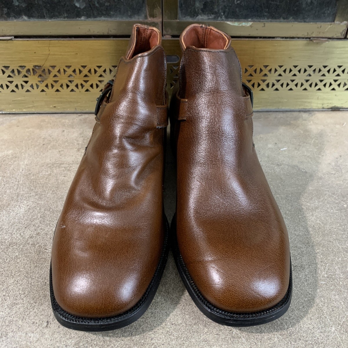 Rare Vtg Mason Leather Brown Buckle Strap Chukka Boots Shoes  display picture 1