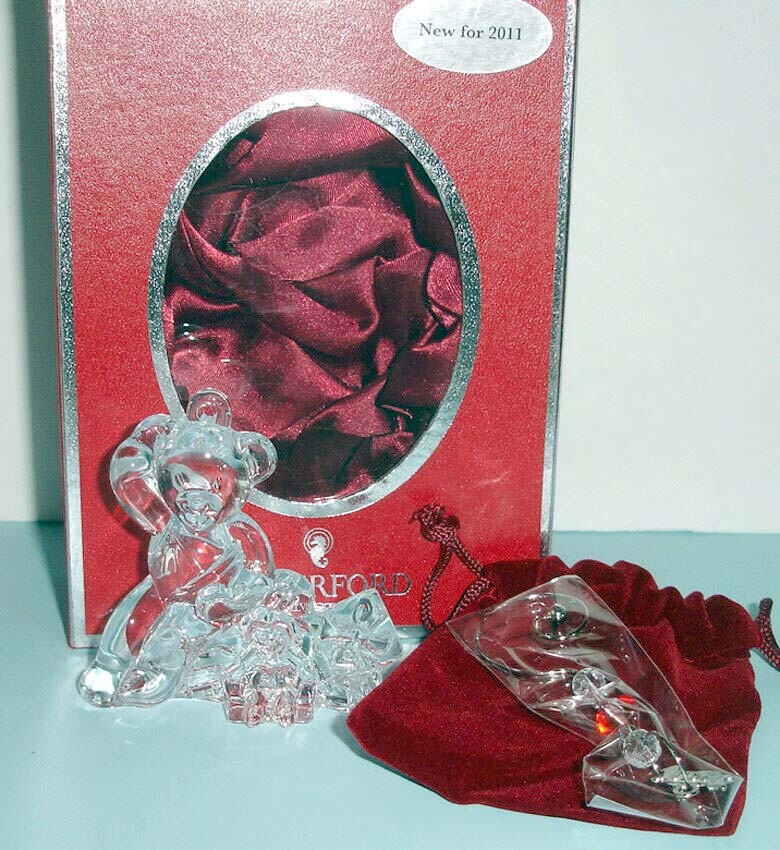 Waterford Teddy Bear Ornament Christmas Wonders 2011 Undated Crystal