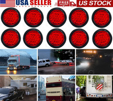 10x 4inch Round Led Truck Trailer Stop Turn Tail Brake Lights Waterproof 24-led