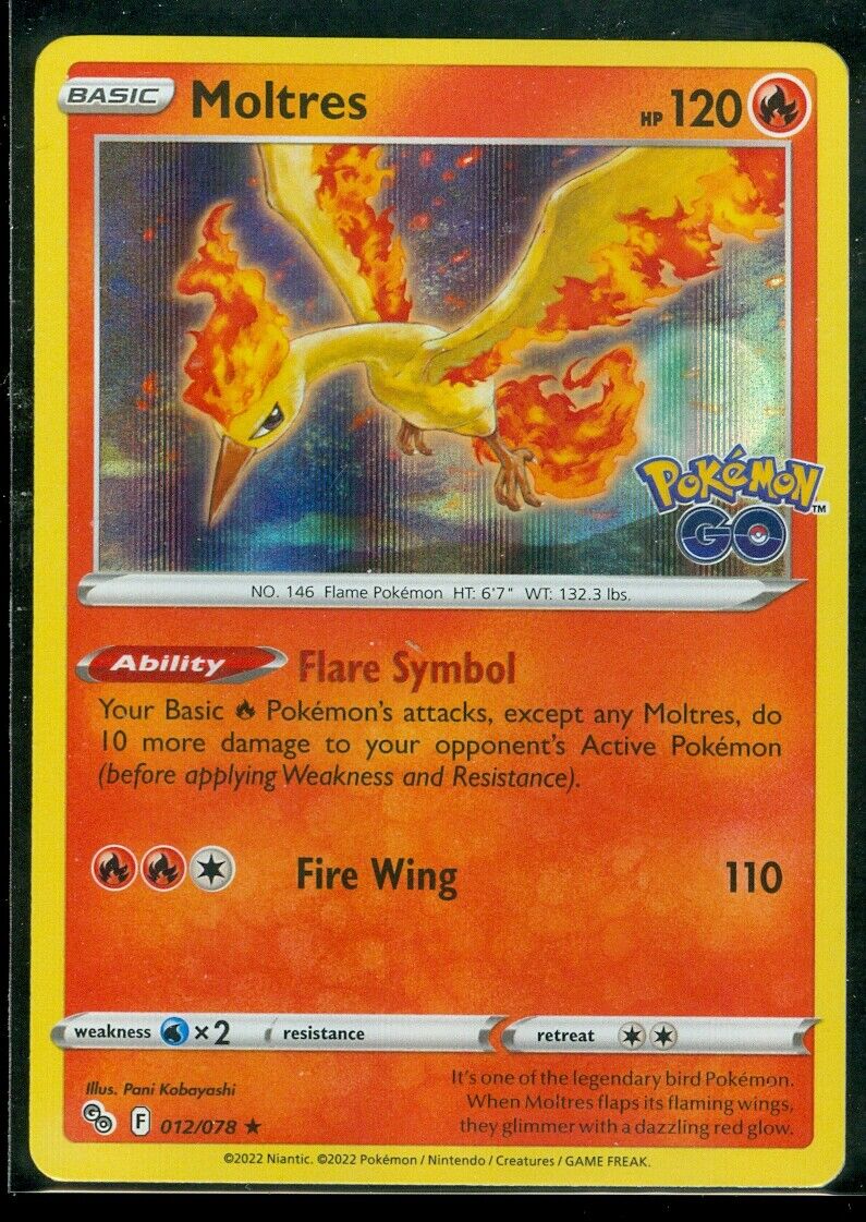 Pokemon MOLTRES 012/078 - Pokemon GO - RARE HOLO - MINT