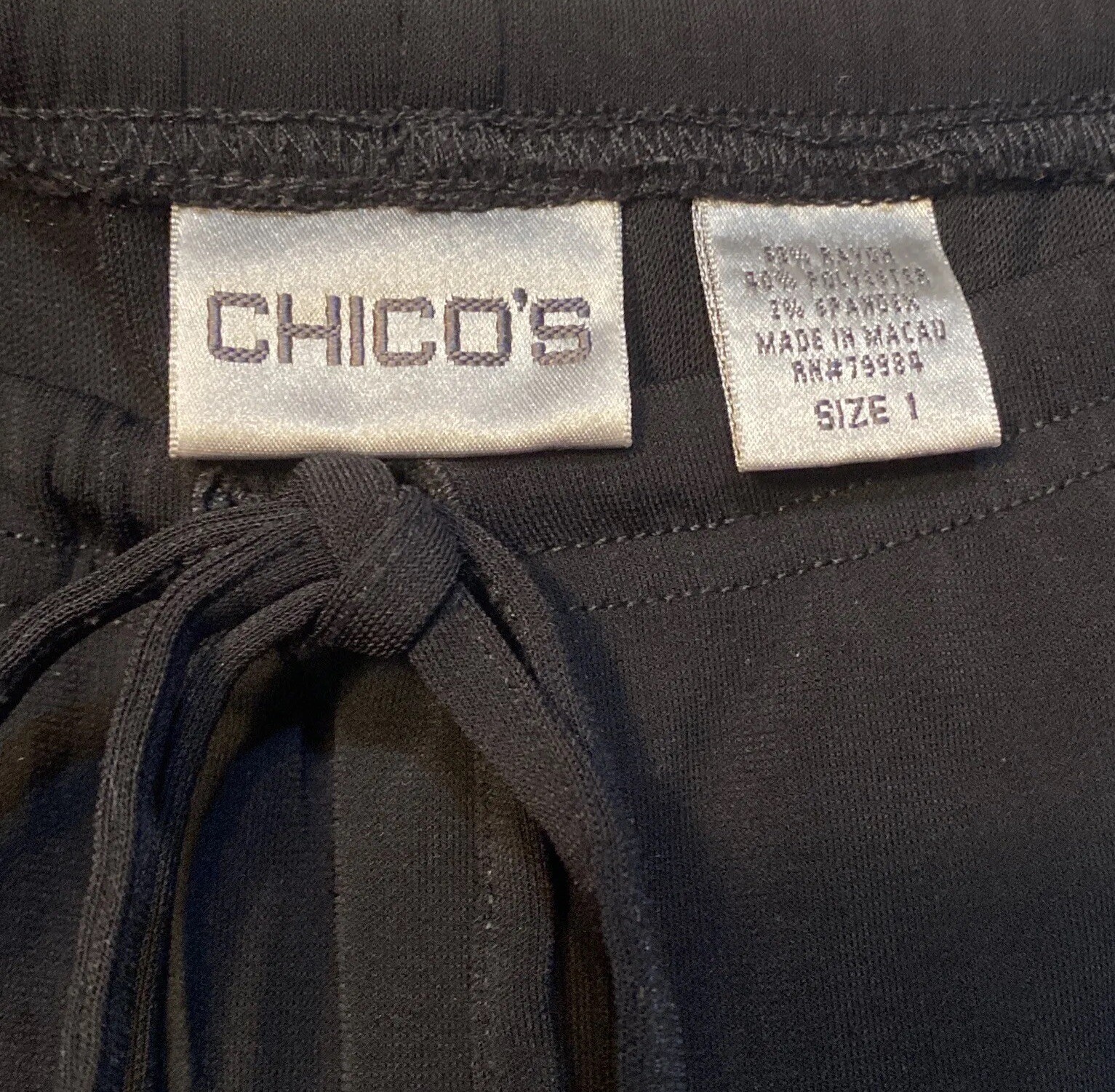 Chicos Black Pants Drawstring Stretch Chicos Size… - image 3