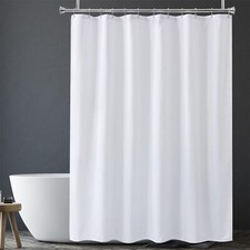White Long Shower Curtain Liner Washable, 72 x 78 Inches, Fabric Shower Liner...