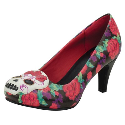 black heels with red roses