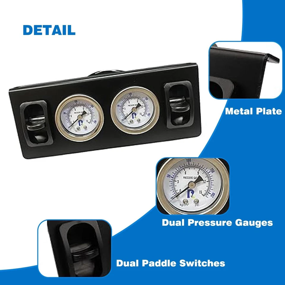 Панельный переключатель лопастного клапана с двумя манометрами пневмоподвески, пневматические фитинги, - Изображение 2 из 4