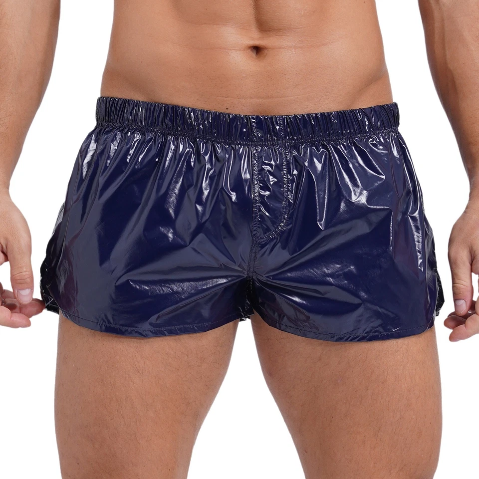 Men's Metallic Shiny Boxer Shorts Hot Pant Wet Look Gym Club Sportwear Swimwear - Image 3 of 3
