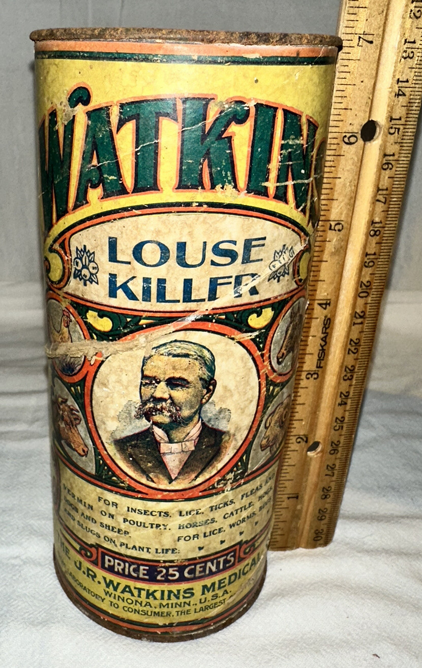 ANTIQUE RARE J.R. WATKINS MEDICAL CO TIN WINONA MN VET MEDICINE CAN