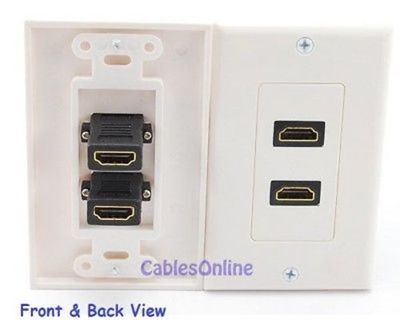 2-Port HDMI Decora Style, A/V Wall-Plate, White, WP-H12