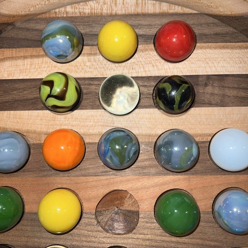Dual Solid Wood Board Marble Solitaire And Chinese Checkers (sm And Lg Marbles) - Picture 4 of 10