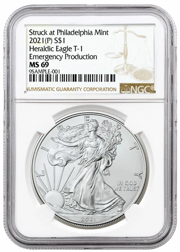 2021 (P) Philadelphia US Mint Silver Eagle Emergency Production T-1 NGC MS69