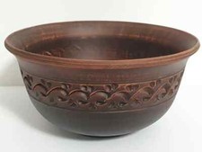 Сlay Bowl Vajilla Cerámica Arcilla Roja Adorno Ucraniano Decoración 1L