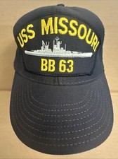 Vintage USS Missouri BB 63 Black Embroidered SnapBack Baseball Hat Free Shipping