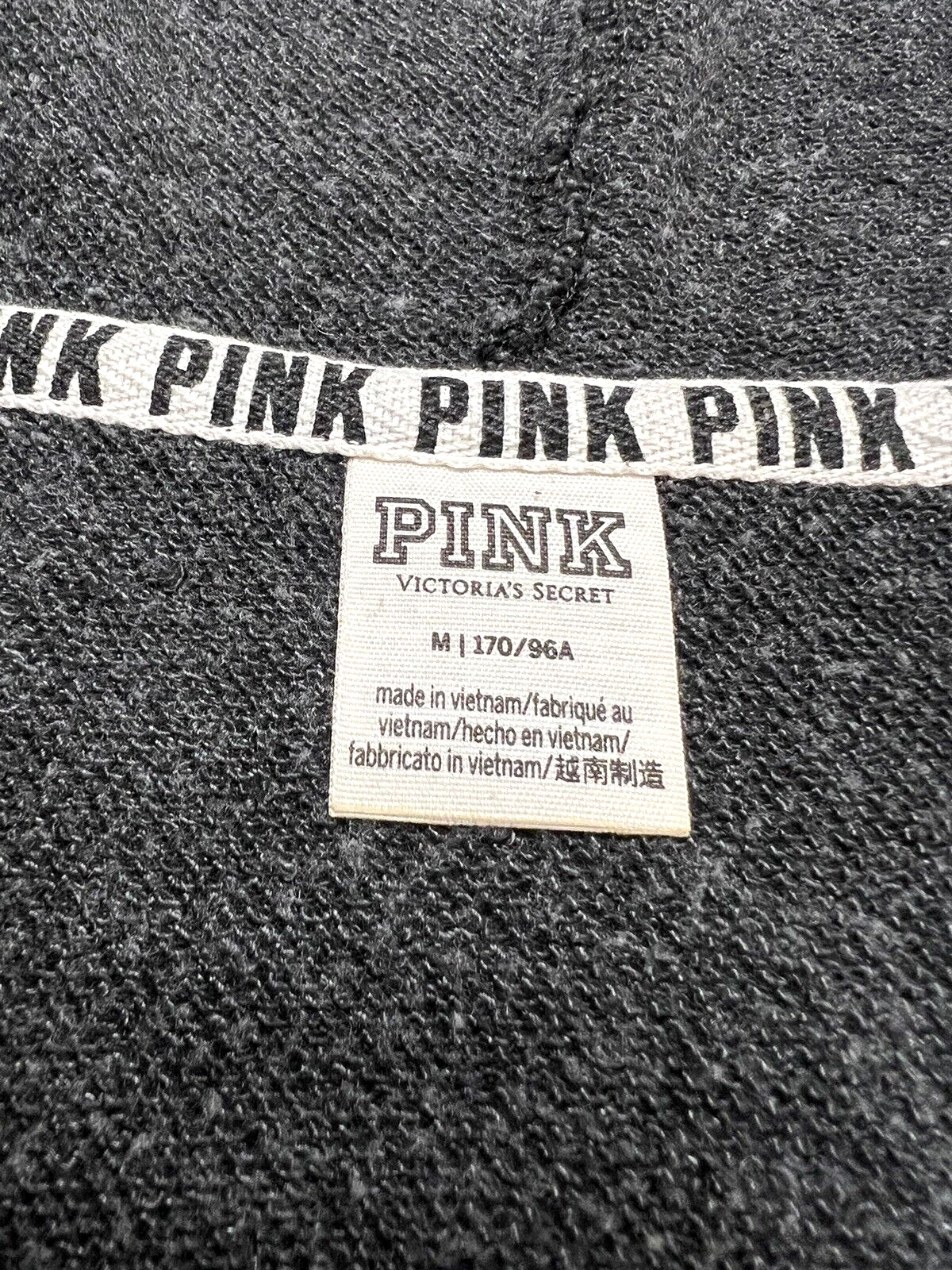 UNDERCOVER Felpa donna Victoria's Secret ROSA full zip nera con cappuccio taglia media 170 96A spacchi laterali