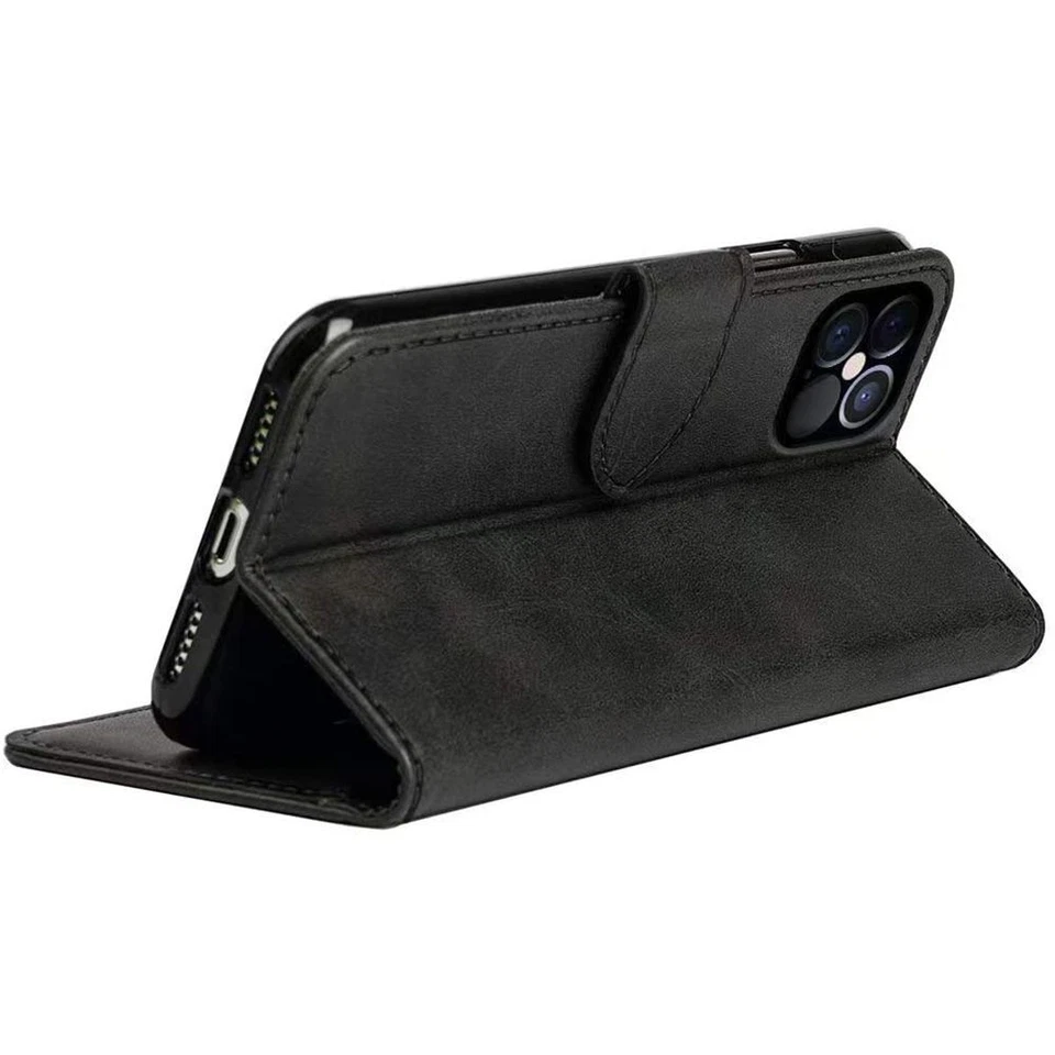 Coque Etui Flip Noir pour iPhone 14 Pro 12 13 Pro Max 6/7/8/Plus/XS/XR/11 Pro - Photo 4/4