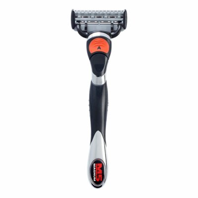 Personna M5 Magnum System 5 Blade Razor Handle with 2 Refill Cartridges, Orange