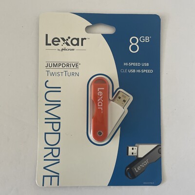 Lexar 8GB Hi-Speed USB JumpDrive Twist Turn Flash Drive Orange New Not Opened