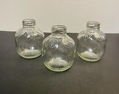 Set Of 3 Vtg Martinelli's Gold Medal 100%  Apple Juice Glass Jar Bottle  10 oz