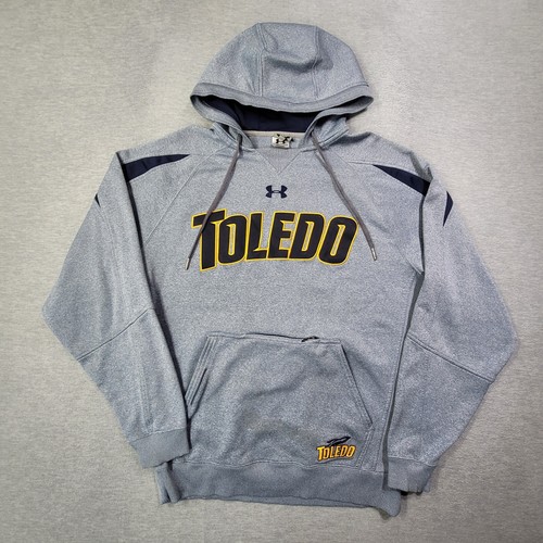 Under Armour Toldeo Rockets Hoodie Mens Medium Gray Navy Embroidered Spell Out - Picture 1 of 10