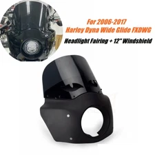 Front Headlight Fairing W/ 12" Windshield For Harley Dyna Wide Glide FXDWG 06-17