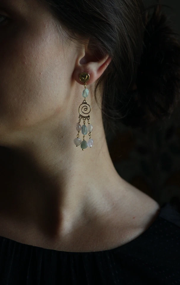 Orecchini pendenti in argento con Berilli - Immagine 2 di 3