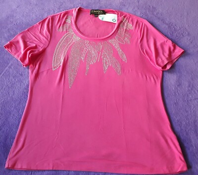 NEU!Damen sommer TShirt''POMPÖÖS''GR:44 Nieten pink/silber stretch NP:69,99 s.MAß