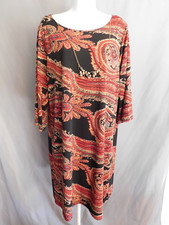 NY Collection Dress 1X Women's Plus Stylish Sheath Dress & Necklace Size 1X