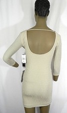 Trixxi Size 0 Mini Dress Bodycon Juniors Open-Back Glittery Dress Cream NEW $59