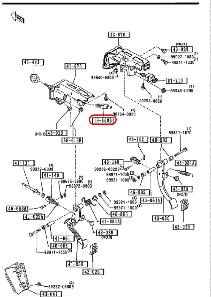 Interruptor de embrague de control de crucero genuino Mazda Miata 1990-2005 RX7 LA01-66-490A OEM Foto 3 de 4