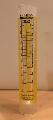 Blue-White F-400 Liquid Flow Gauge Meter - 0.4 to 4.0 LPM or 0.1 to 1.0 GPM