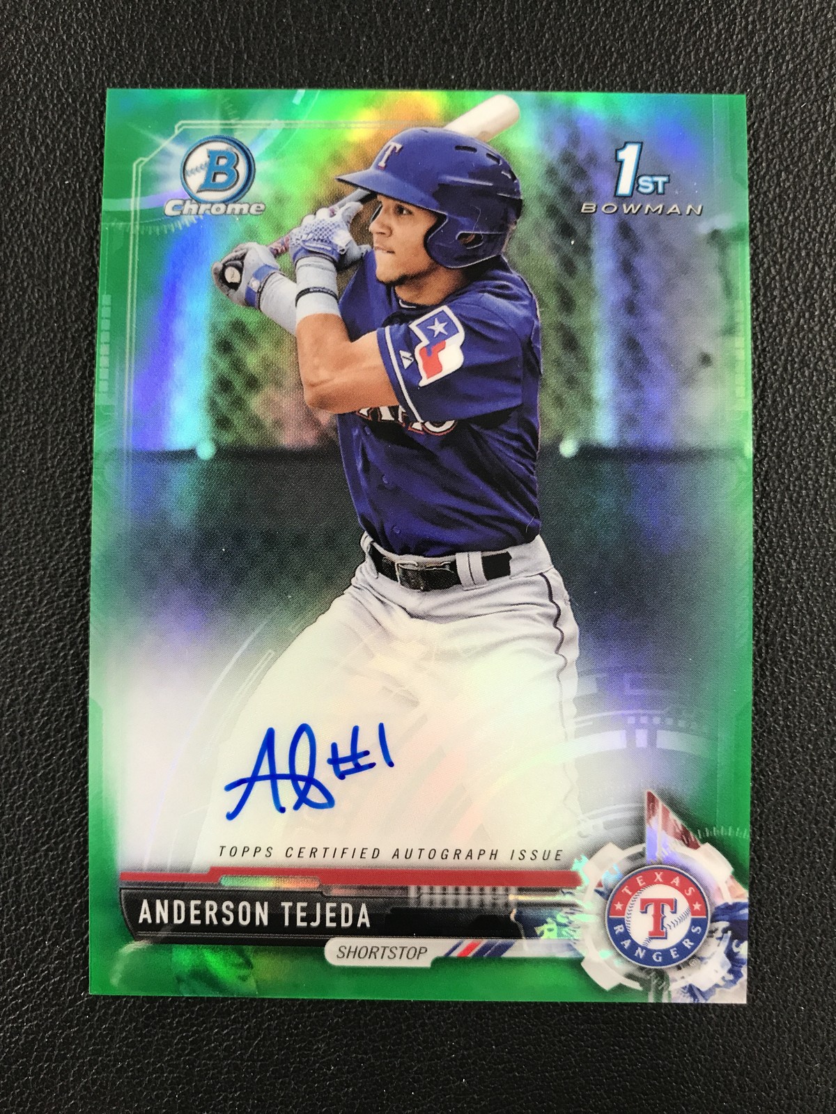 2017 Bowman Chrome #CPA-AT Anderson Tejeda 1st Auto Green Refractor /99