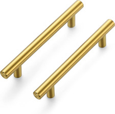 Gold Cabinet Handles 5 Pack 3-3/4 Inch Cabinet Pulls Brushed Brass Kitchen Cabin