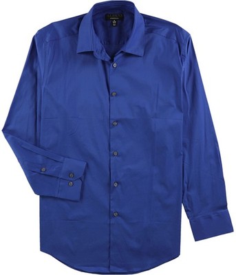Alfani Mens Solid Button Down Dress Shirt, cobalt, 15-15.5 Neck
