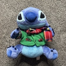 Disney Store Holiday Stitch 12" Plush Toy Christmas Green Sweater Scarf