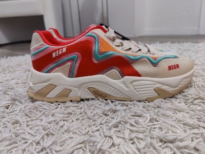MSGM 3240MS7001 Herren Schuhe Sneaker Low Turnschuhe Rot Orange Beige Gr.45