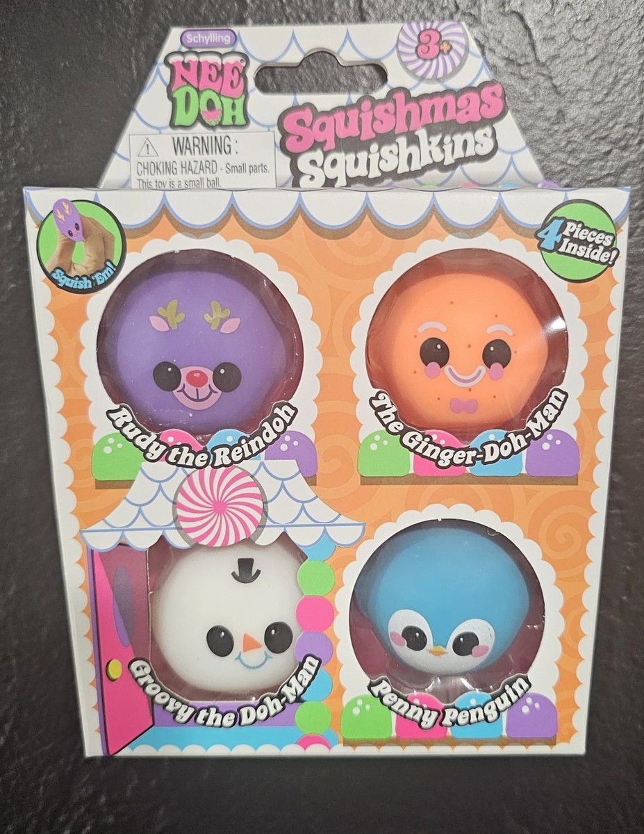 RARE NeeDoh Squishmas Squishkins 4 Pack Teenie Nee Doh Minis 100