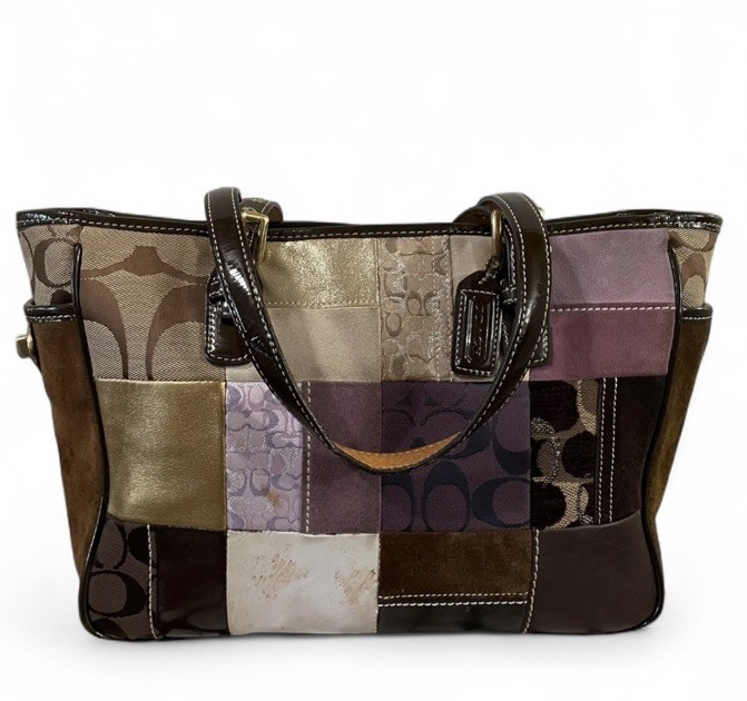 Coach Patchwork Tote Vintage Y2K Boho Multicolor Suede Leather