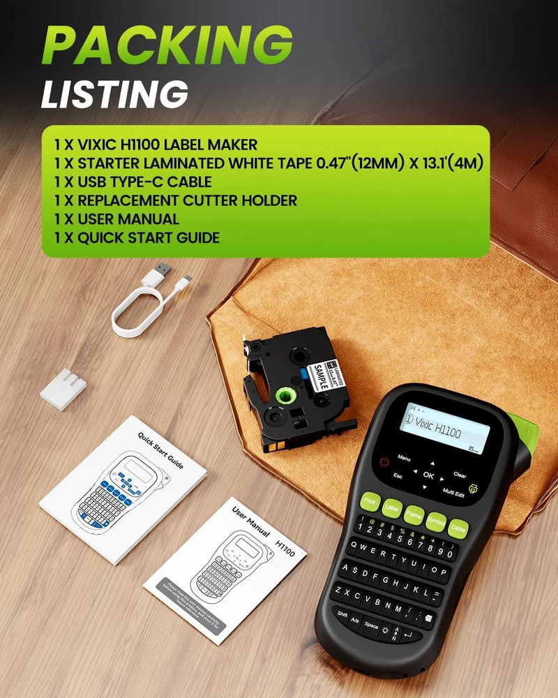 H1100 Portable Label Maker Machine with Backlit Screen for Easy Organization H1100 Portable Label Maker Machine with Backlit Screen for Easy Organization