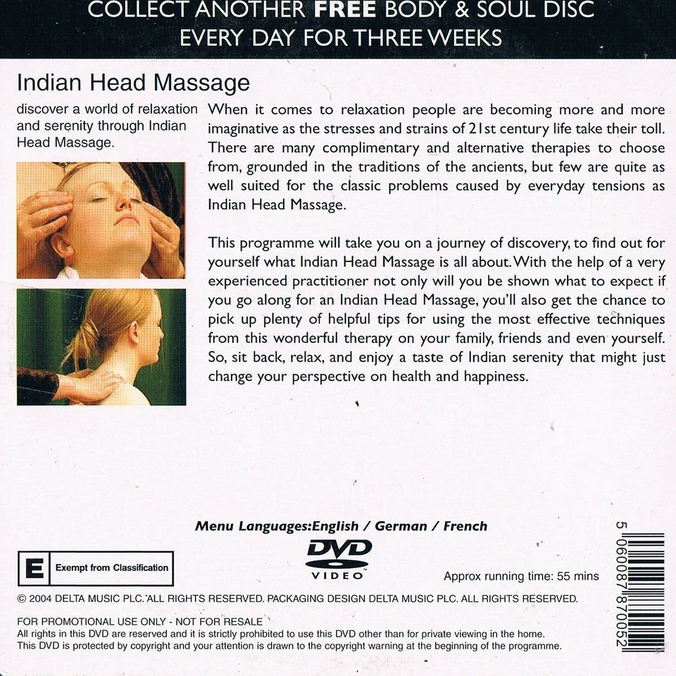 Indian Head Massage - Health + Fitness - Full Promo DVD - Image 2 of 2