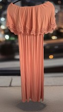 Forever 21  Maxi Dress, Peach And Lace Strapless, size S