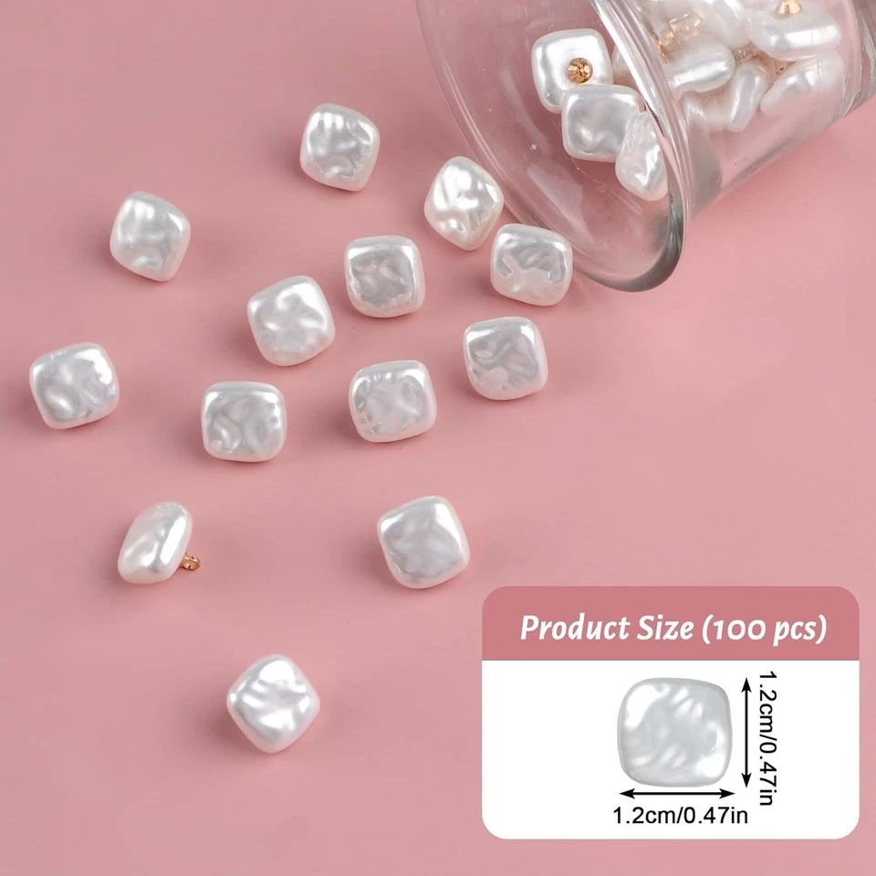 10-100Pcs Pearl Buttons with Shank for Sewing Gold Button Crafts for Clothes Lot - Image 4 of 4