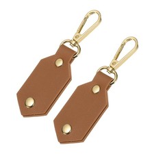 2Pcs Custom Leather Keychain 11.2cm x 3.5cm Personalized Photo Key Chain Brown