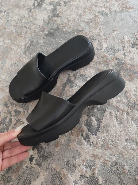 Women Leather Sabots Black 40