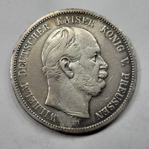 1875 Germany Silver 5 Marks Prussia Circulated Light Cleaning Nice Type *V316