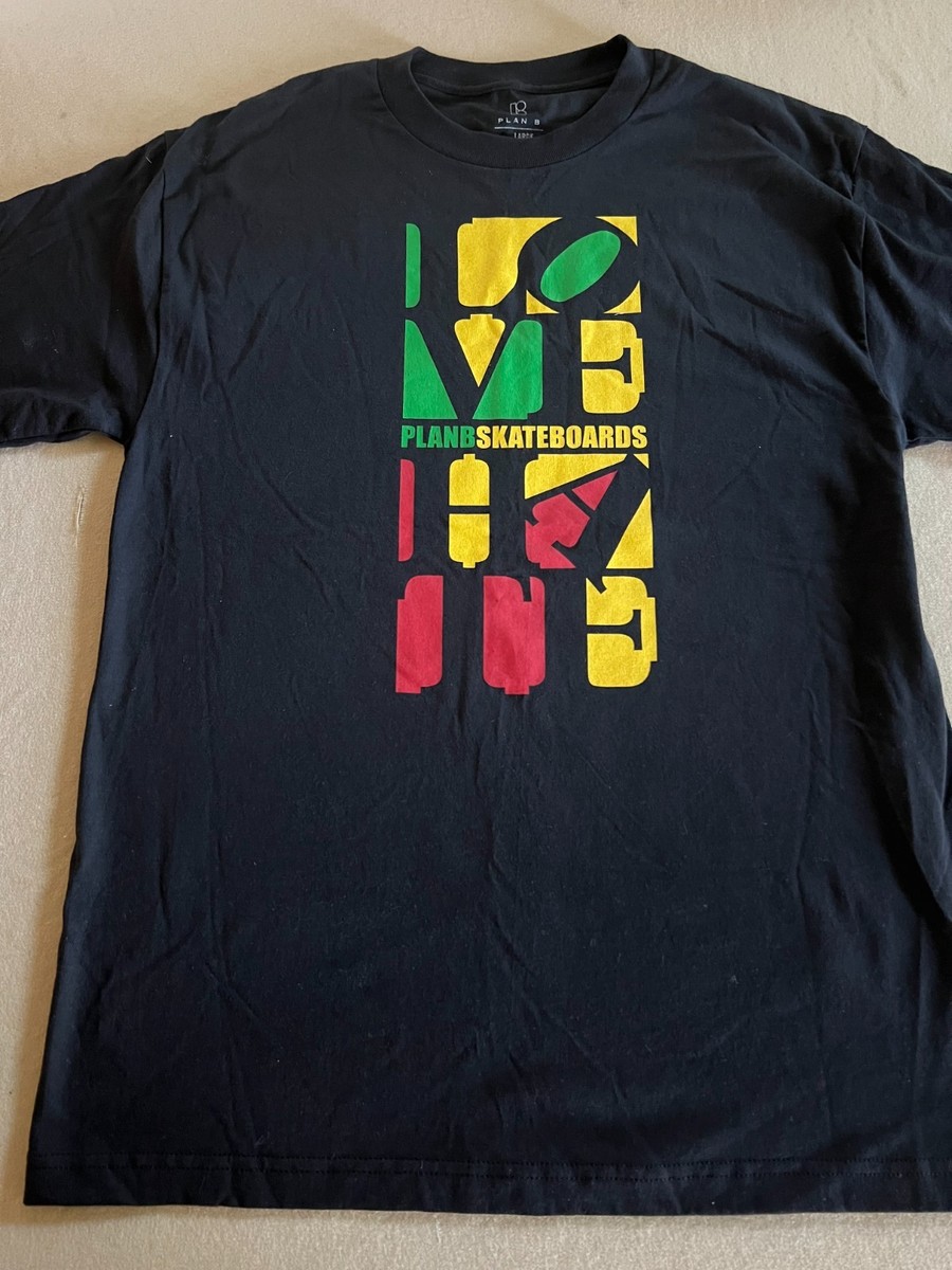 PLAN B SKATEBOARDS t shirt LOVE HATE 100% cotton LARGE RN #119960